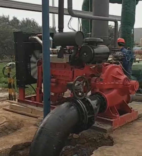 东营*化工有限公司二期项目工地，固定式柴油机泵现场调试